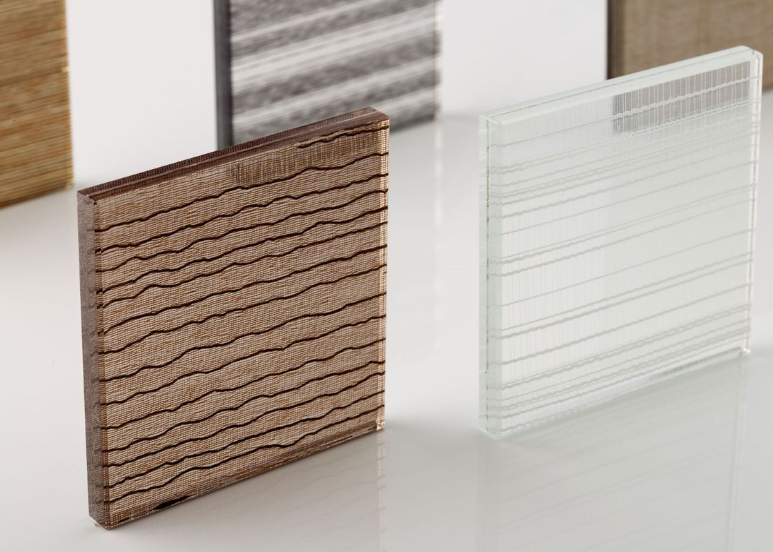 Fabric Interlayer 4mm Non Reflective Tempered Laminated Glass Sheets