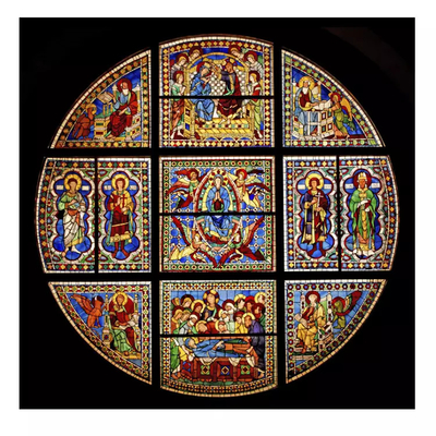 Architectural Stained Glass Art Window Panels Decorative Custom Pattern For Church