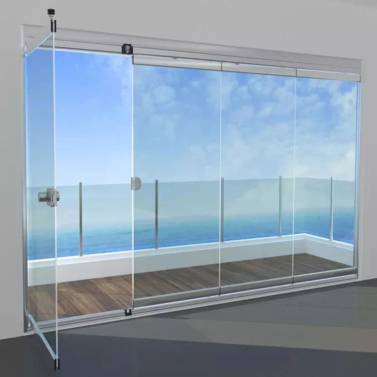 Office Frameless Aluminium Sliding Partition Door Wall Custom Glass Bi ...