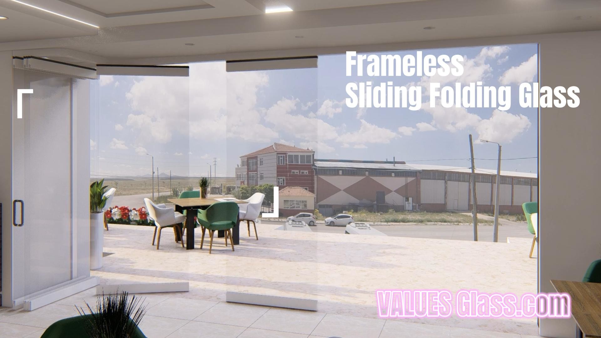 Aluminum Frameless Glass office Balcony Sliding Door Movable Partition  Folding Wall, image size:1920x1080