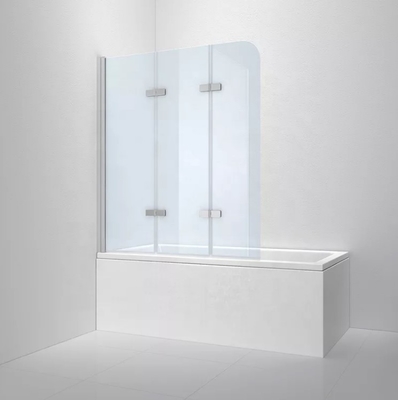 5mm Tempered Clear Glass Shower Enclosure 3 Fold Hinged Bathtub Screen