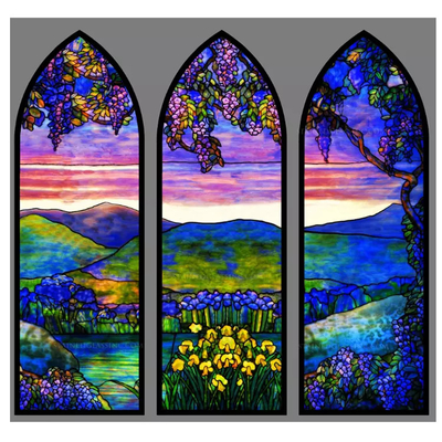 Architectural Stained Glass Art Window Panels Decorative Custom Pattern For Church